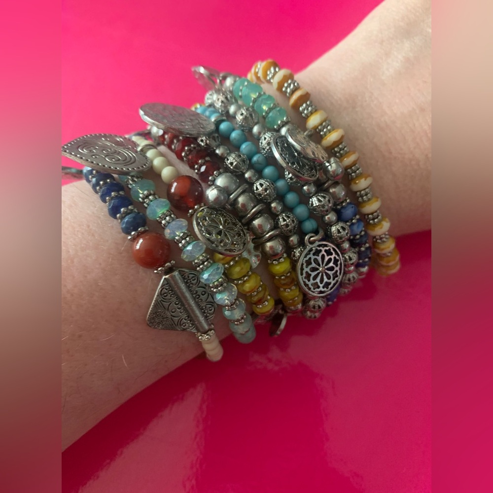 Colorful Beaded Bracelet Set of 9